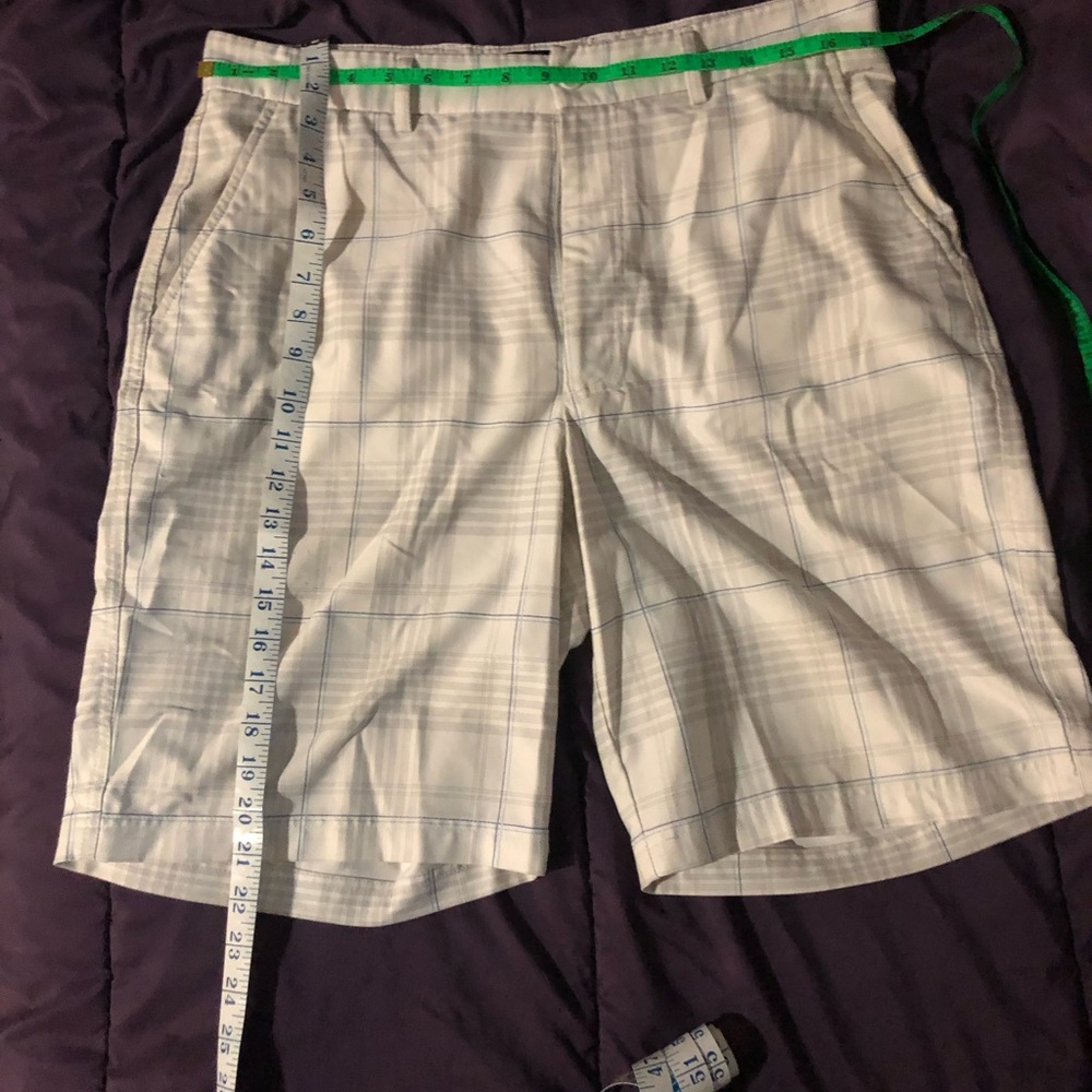 Men's White Plaid Shorts